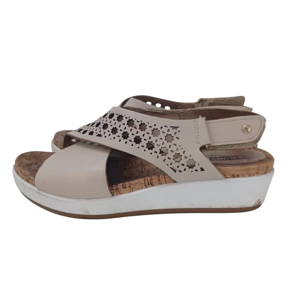 Pikolinos Wedge Sandals Neutral Beige Adjustable Womens US 10‎ or 40